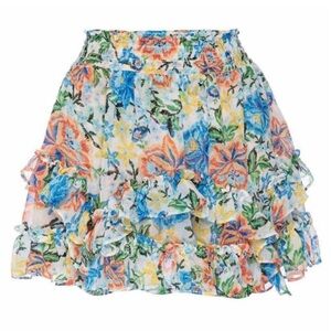 NWT Size XS MISA LOS ANGELES BELLA CRINKLE CHIFFON Floral Ruffle Skirt